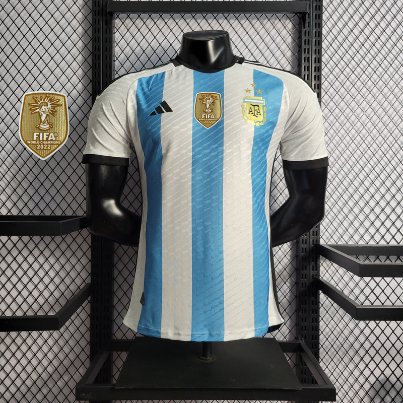 Camisa Argentina I Campeã 3 Estrelas - Masculina + Patch Campeã do Mundo